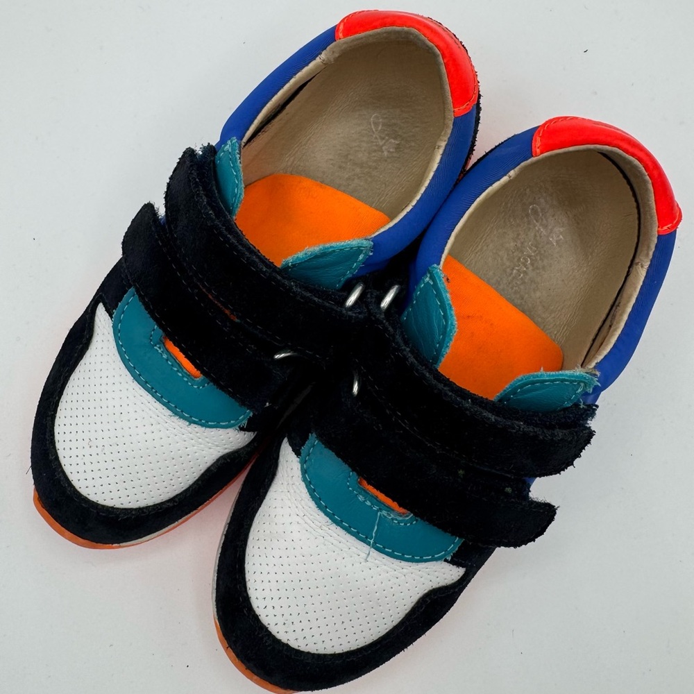 Jacadi Kids' Blue and Orange Velcro Sneakers - Picture 3 of 5